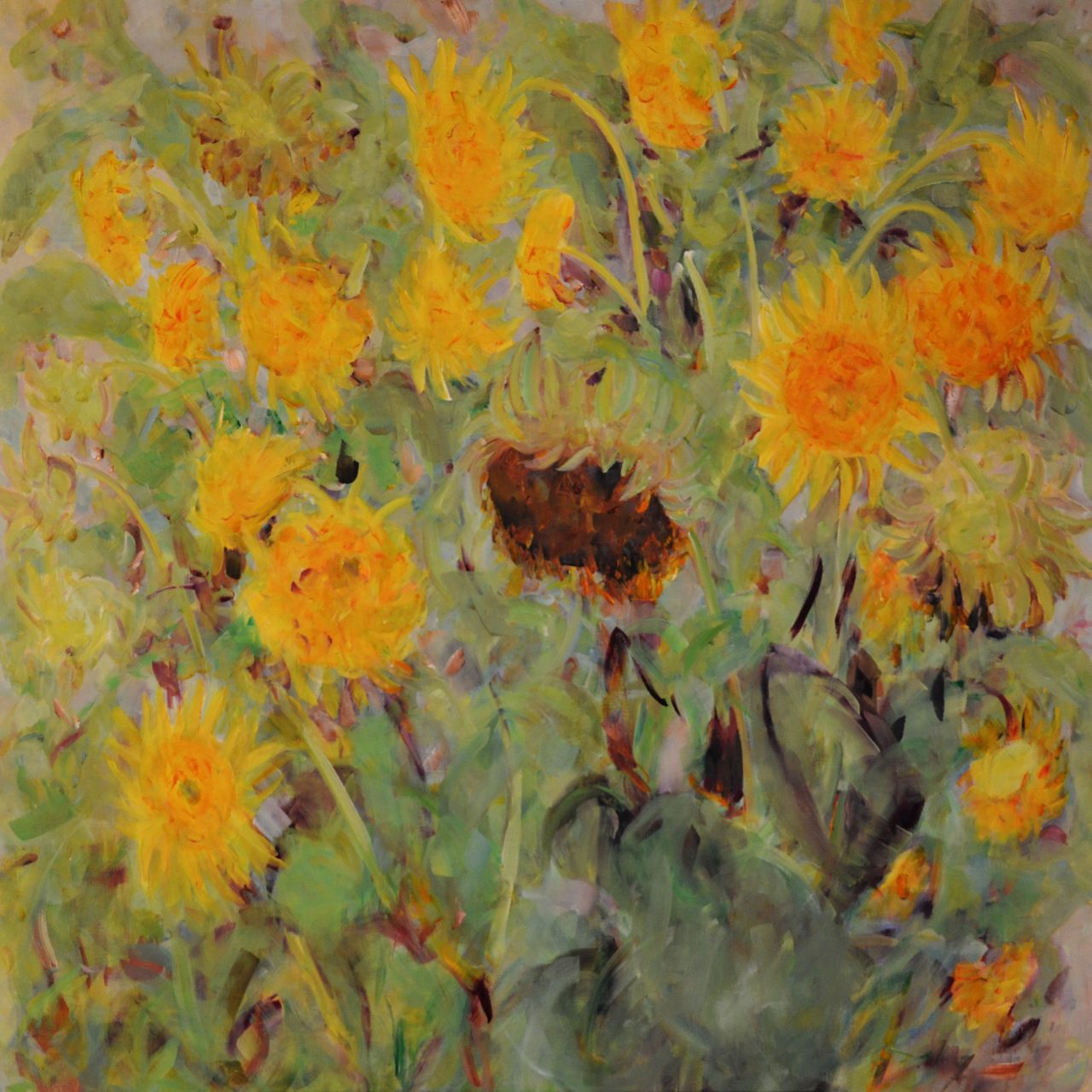 Sonnenblumen in Helmas Garten Ölgemälde